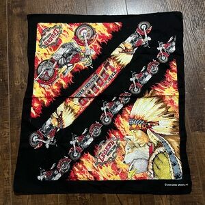 2005 vintage Legend Motorcycle Graphic Bandana Face Mask - Black/Red/Yellow